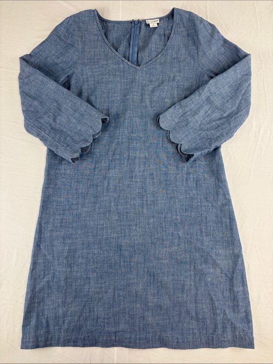 J. Crew Other - J. Crew Blue Chambray V-Neck Dress with Scalloped Sleeves
